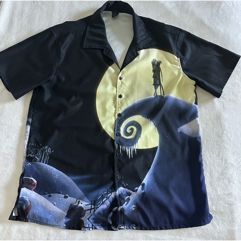 Disney Nightmare Before Christmas Jack Sally Button Up Shirt - Large